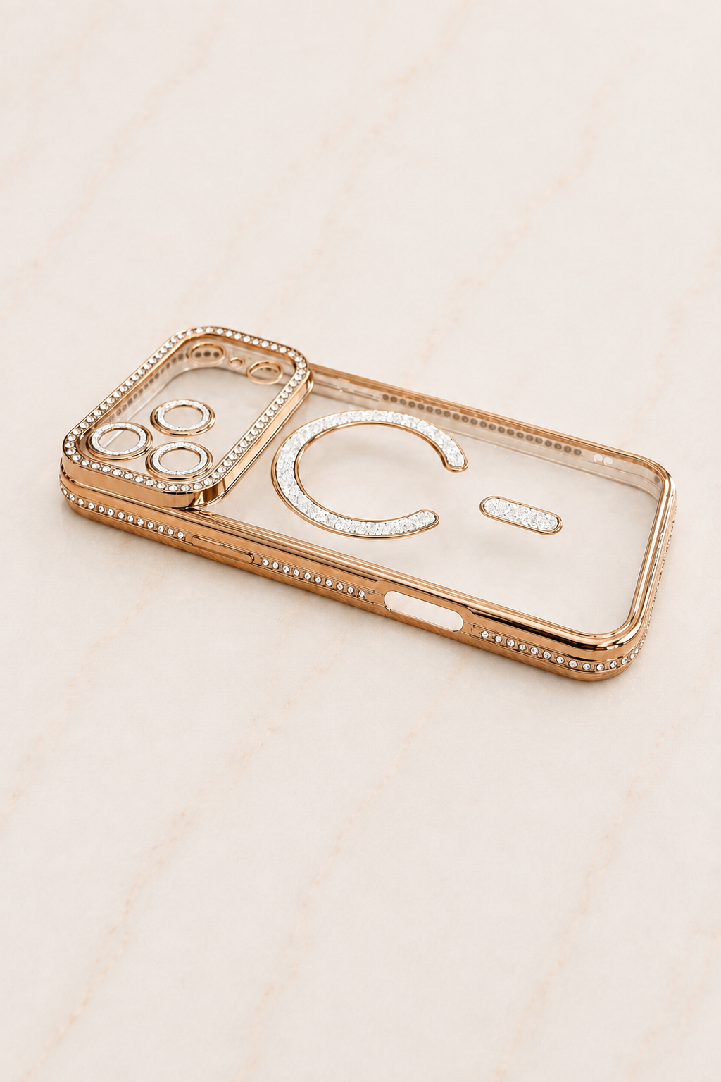 Etui na iPhone 17 pro max gold crystal