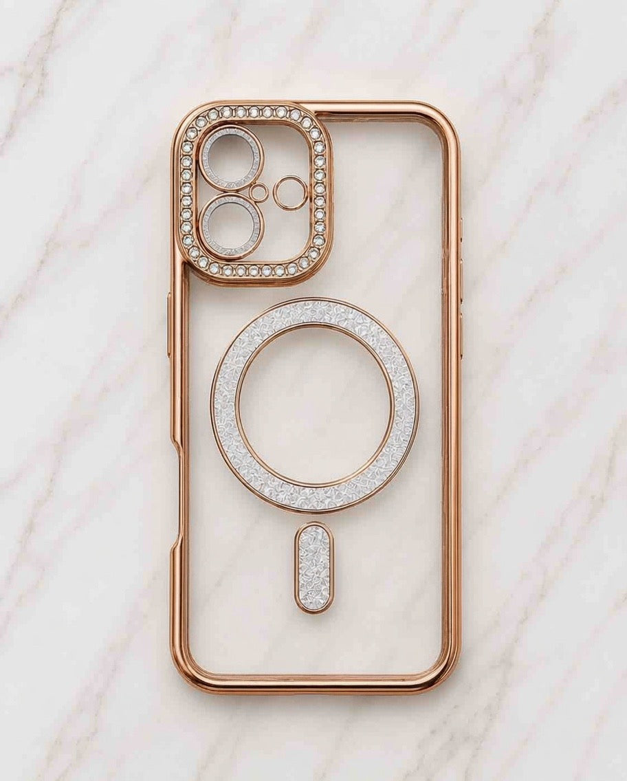 Etui na iPhone 16 gold crystal