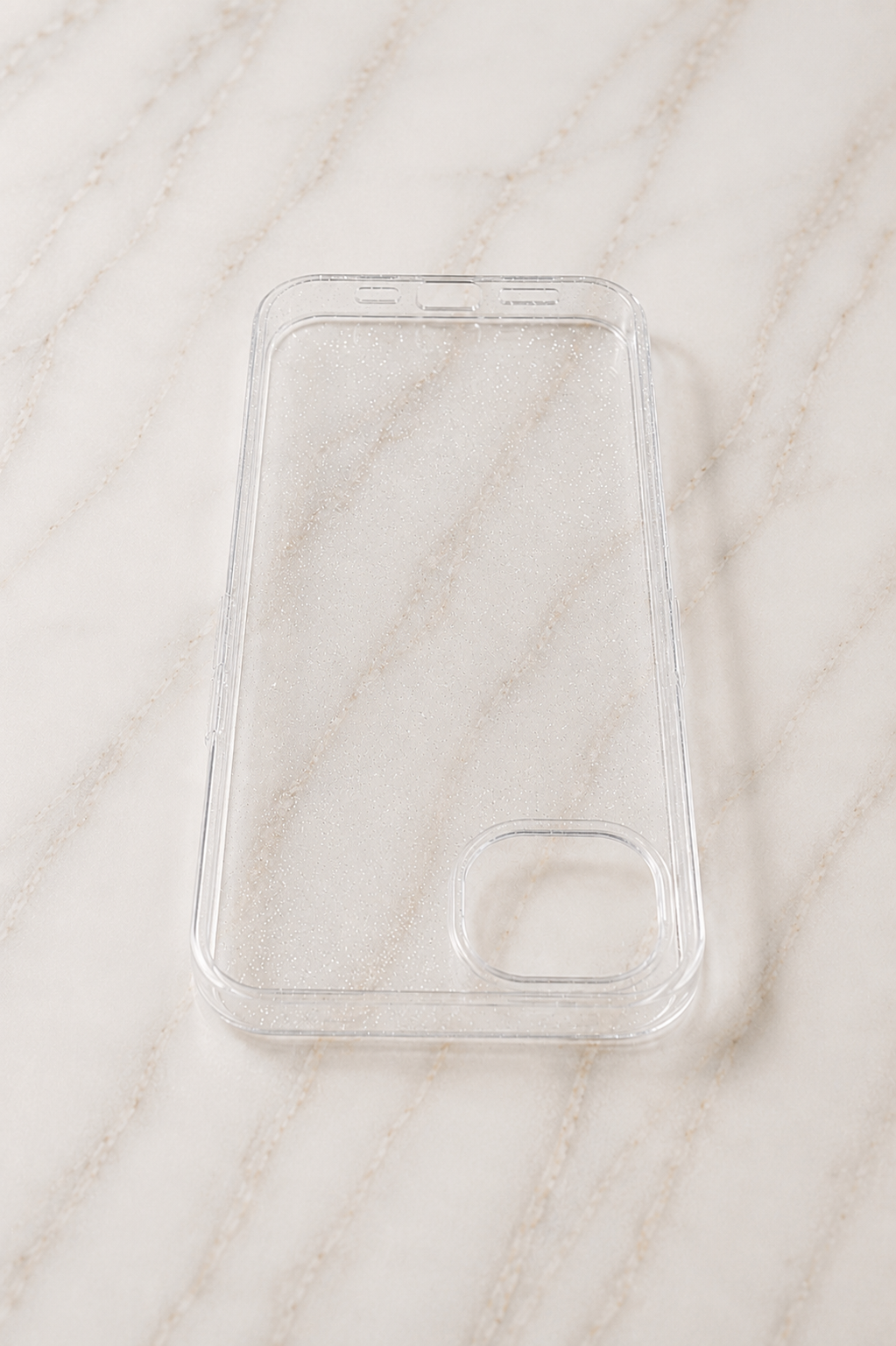 Etui na iPhone 16e clear glitter