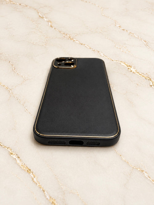 Etui na iPhone 15 plus black leather